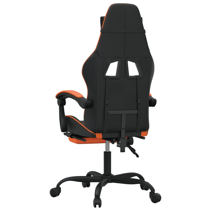 drejelig gamingstol med fodstøtte kunstlæder sort og orange