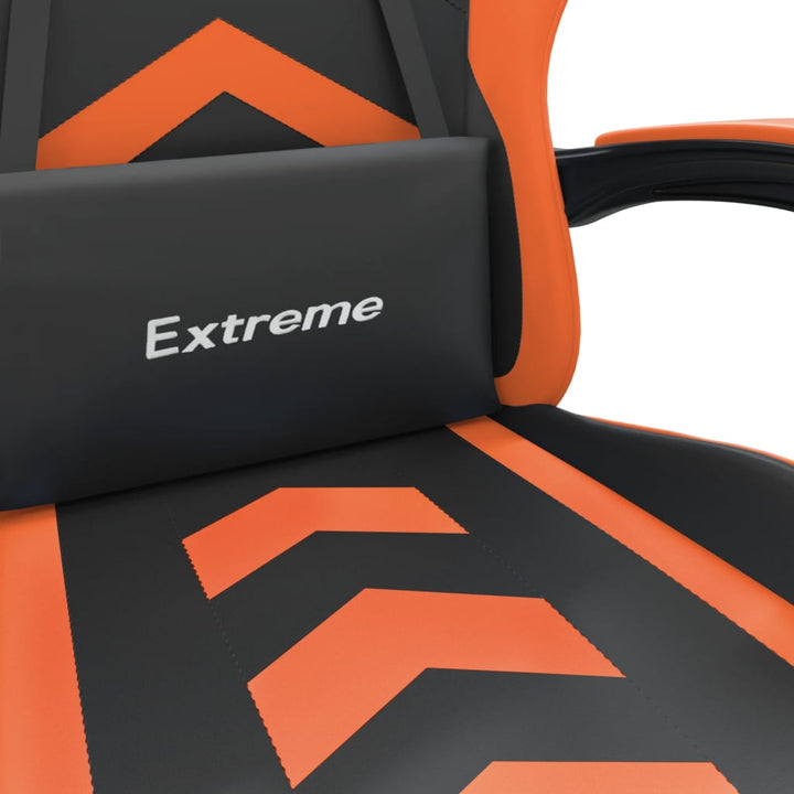drejelig gamingstol med fodstøtte kunstlæder sort og orange