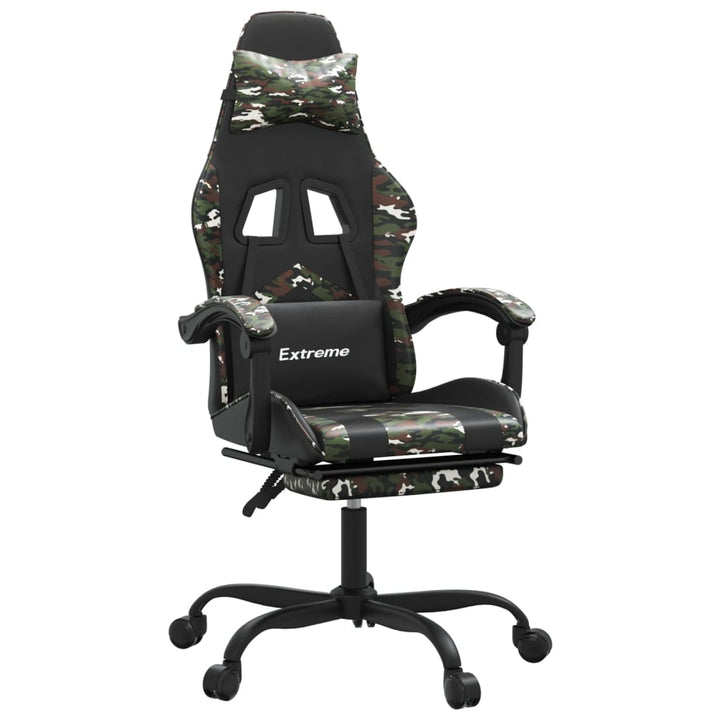 drejelig gamingstol med fodstøtte kunstlæder sort camouflage