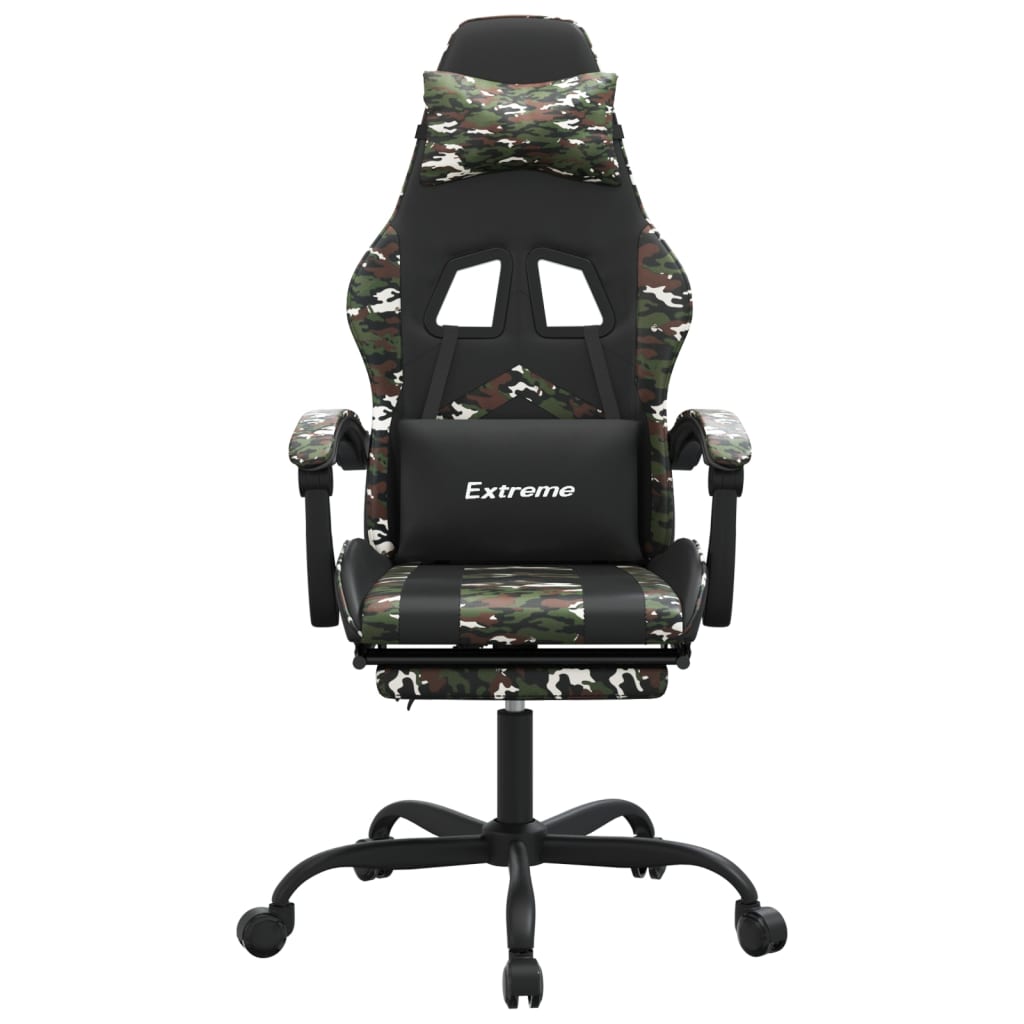 drejelig gamingstol med fodstøtte kunstlæder sort camouflage