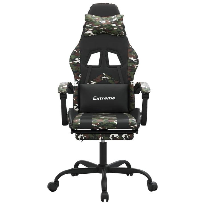 drejelig gamingstol med fodstøtte kunstlæder sort camouflage