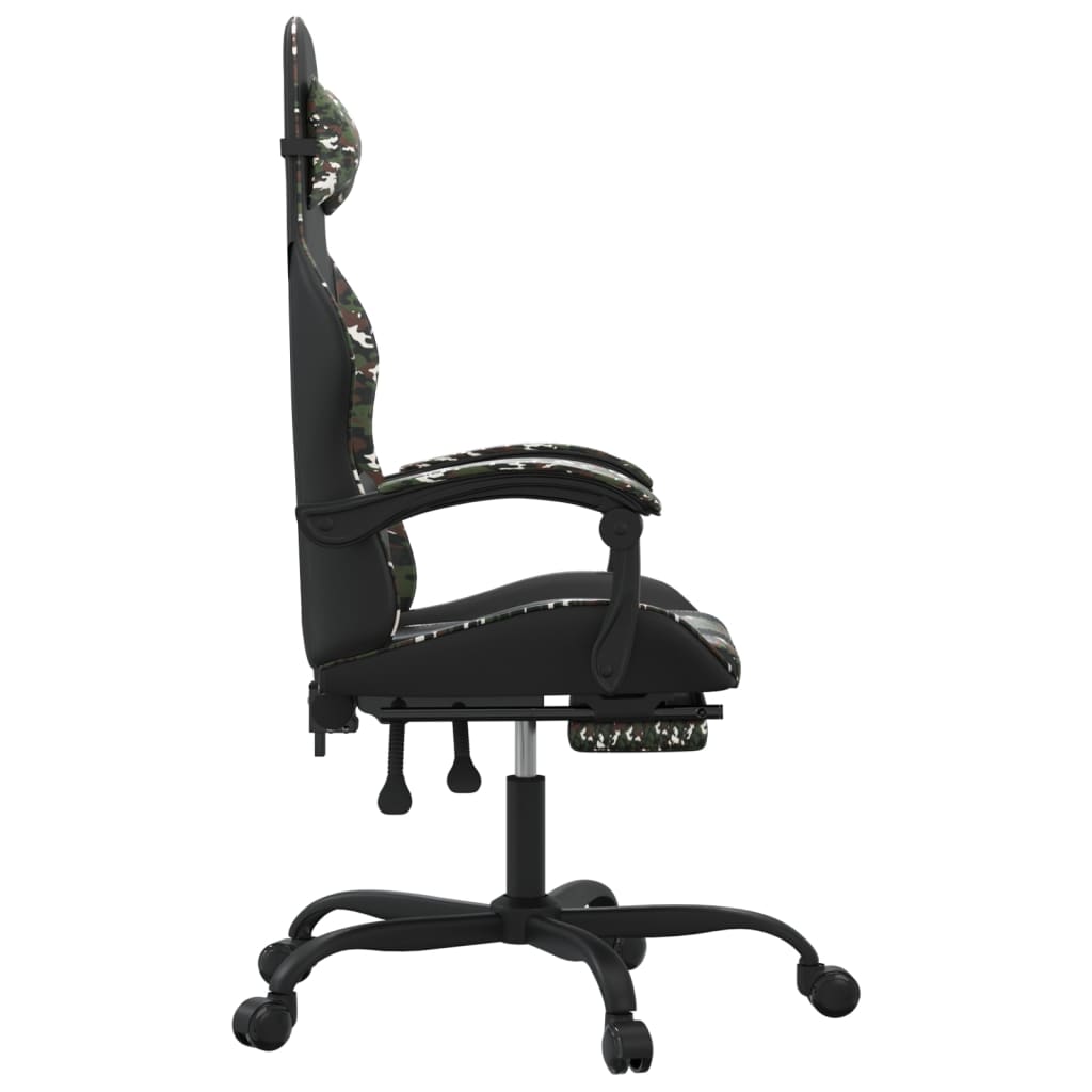 drejelig gamingstol med fodstøtte kunstlæder sort camouflage