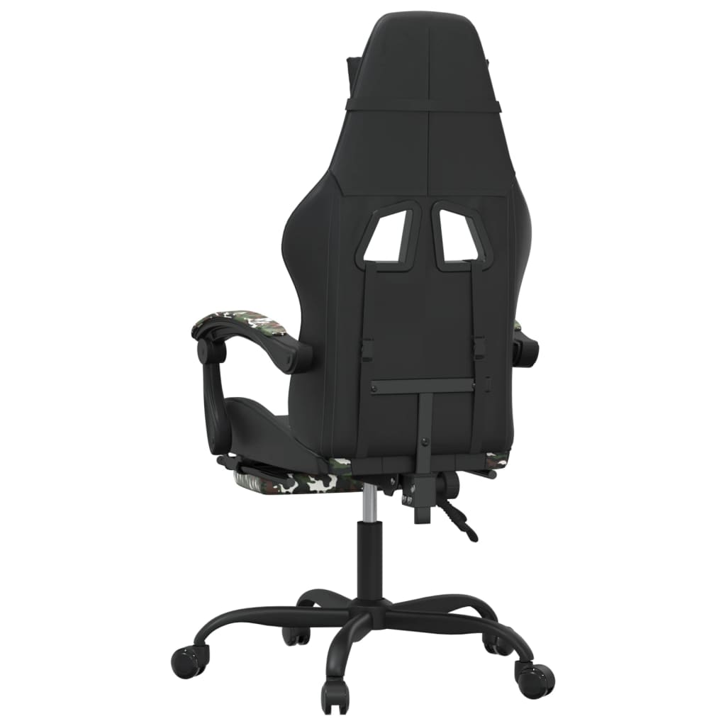 drejelig gamingstol med fodstøtte kunstlæder sort camouflage