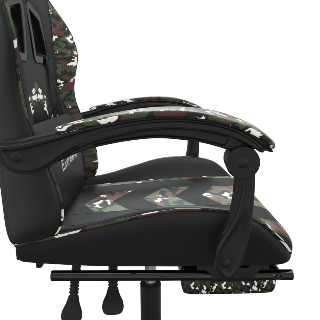 drejelig gamingstol med fodstøtte kunstlæder sort camouflage