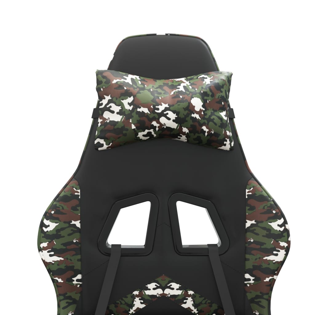 drejelig gamingstol med fodstøtte kunstlæder sort camouflage