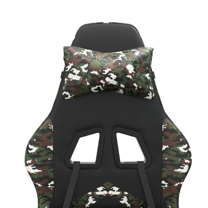 drejelig gamingstol med fodstøtte kunstlæder sort camouflage