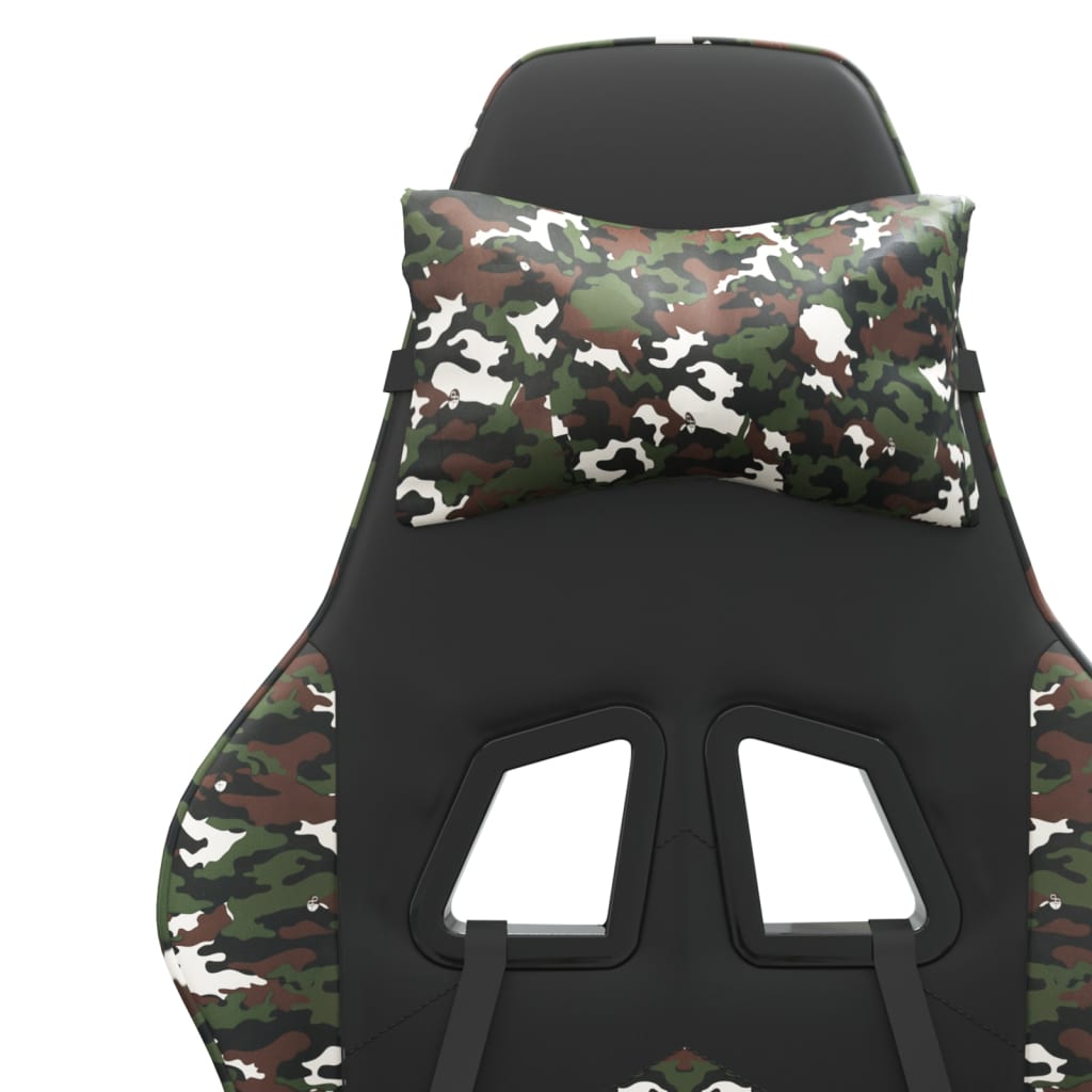 drejelig gamingstol med fodstøtte kunstlæder sort camouflage