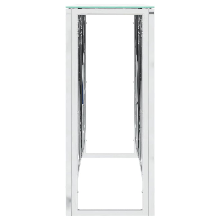 konsolbord 110x30x70 cm rustfrit stål og glas sølvfarvet