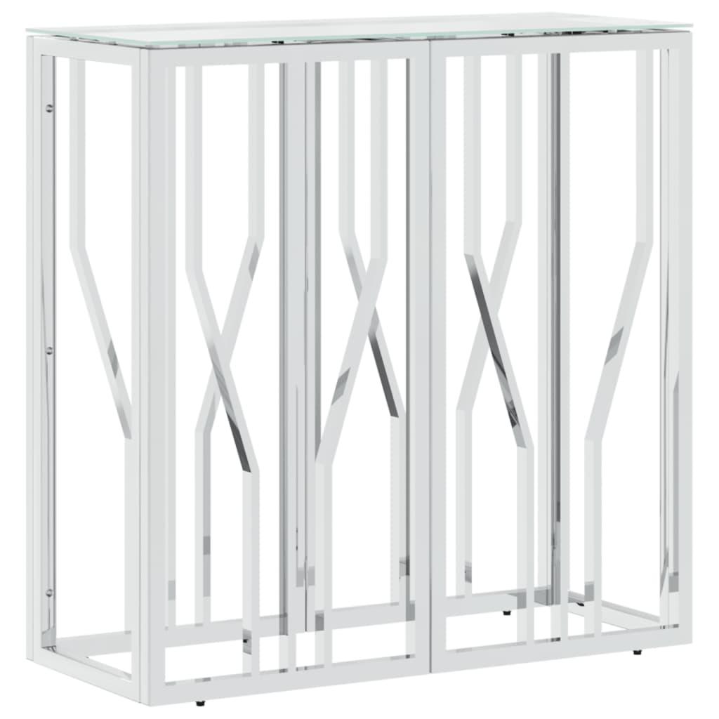 konsolbord 70x30x70 cm rustfrit stål og glas