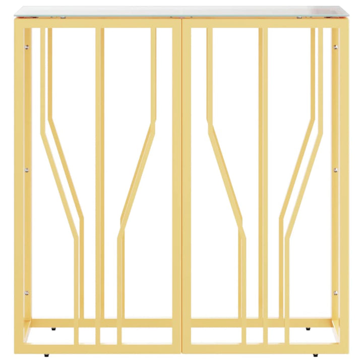 konsolbord 70x30x70 cm rustfrit stål og glas guldfarvet
