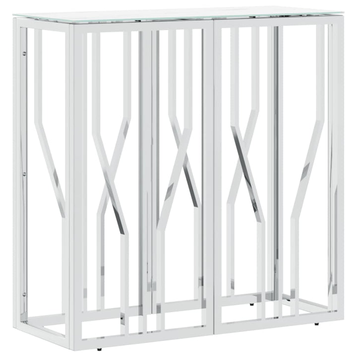 konsolbord 70x30x70 cm rustfrit stål og glas sølvfarvet