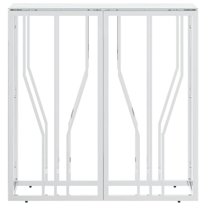 konsolbord 70x30x70 cm rustfrit stål og glas sølvfarvet