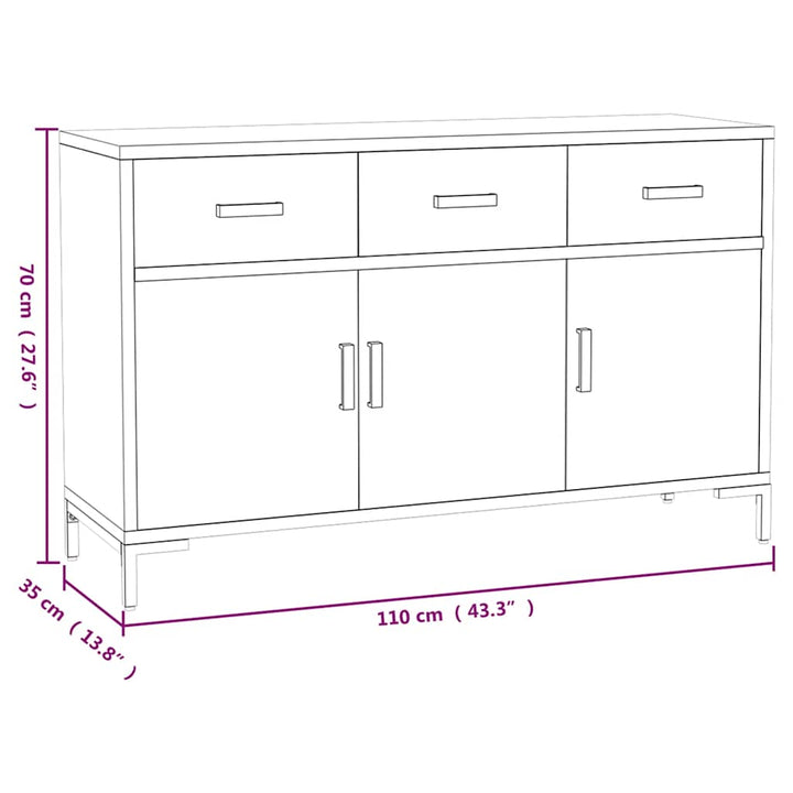 skænk 110x35x70 cm massivt fyrretræ brun