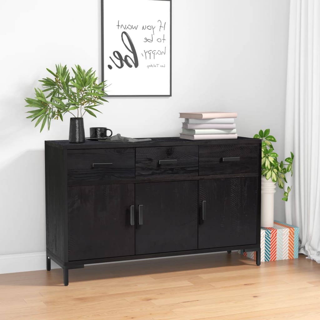 skænk 110x35x70 cm massivt fyrretræ sort