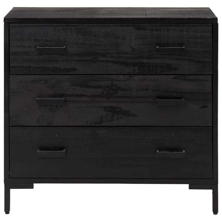 kommode 75x35x70 cm massivt fyrretræ sort