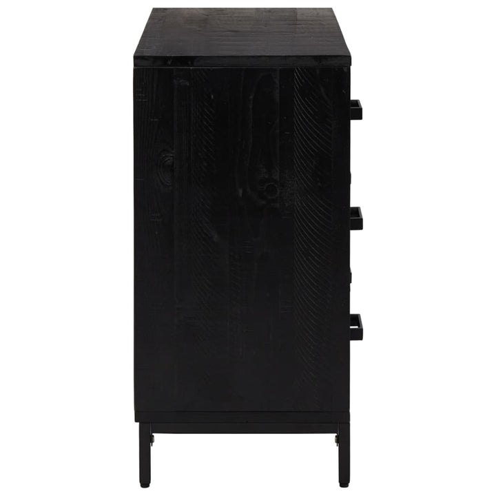 kommode 75x35x70 cm massivt fyrretræ sort