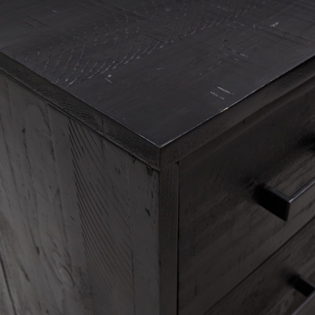 kommode 75x35x70 cm massivt fyrretræ sort
