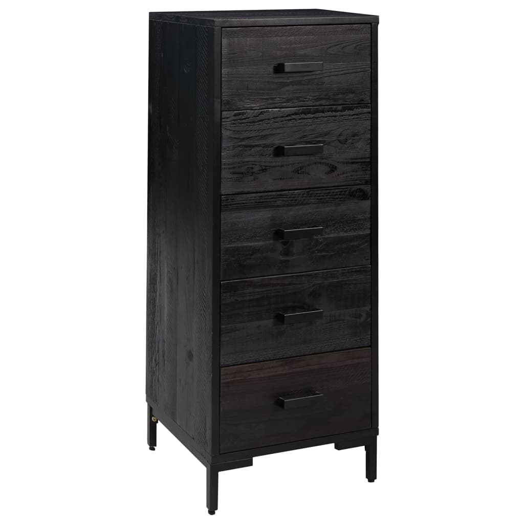 kommode 42x35x110 cm massivt fyrretræ sort