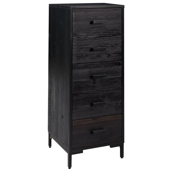 kommode 42x35x110 cm massivt fyrretræ sort
