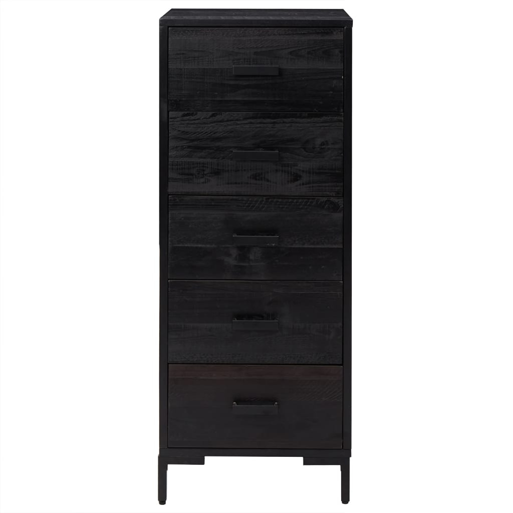 kommode 42x35x110 cm massivt fyrretræ sort