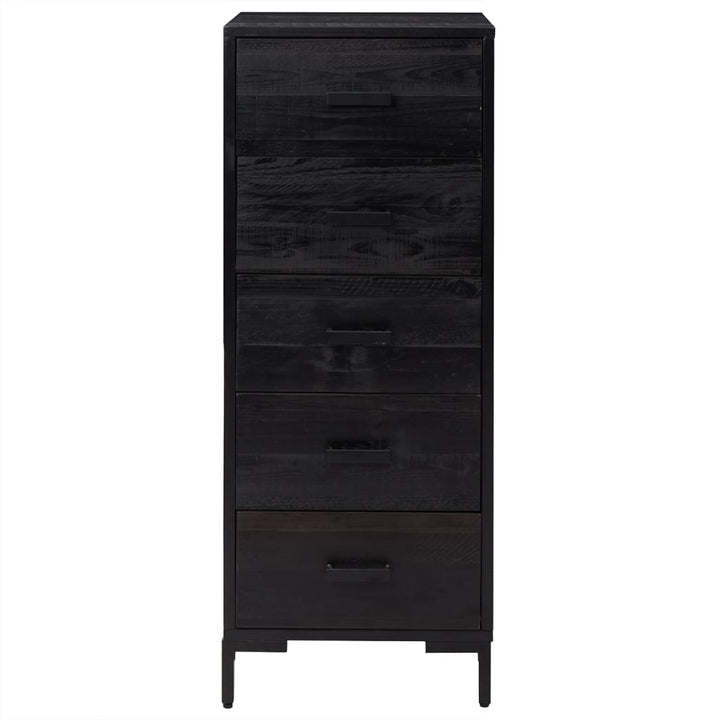 kommode 42x35x110 cm massivt fyrretræ sort