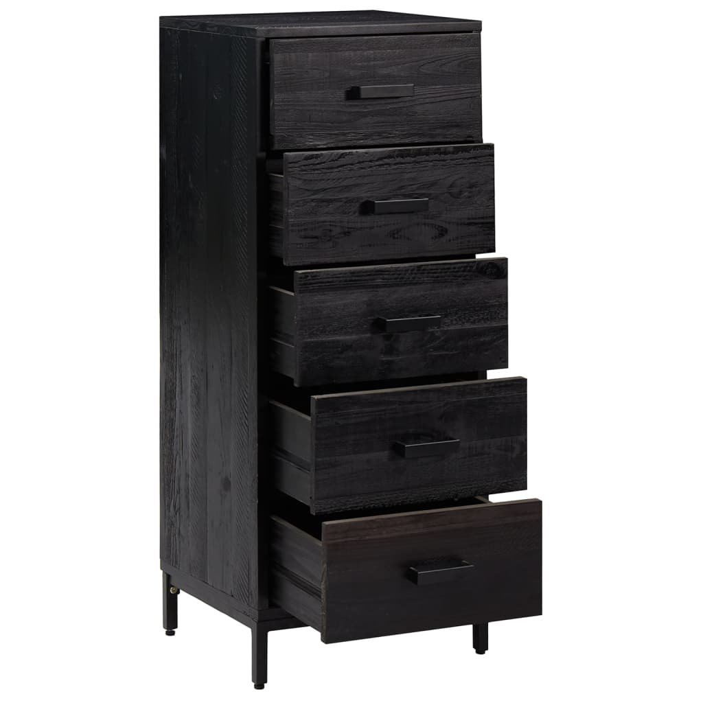 kommode 42x35x110 cm massivt fyrretræ sort