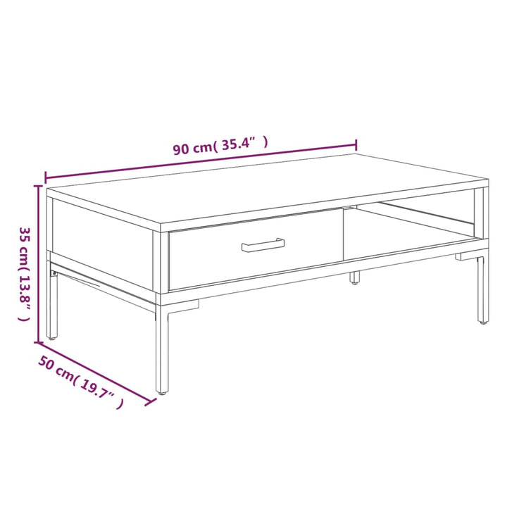 sofabord 90x50x35 cm massivt fyrretræ