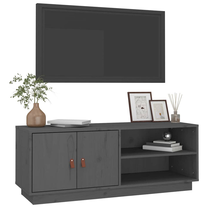 tv-bord 105x34x40 cm massivt fyrretræ grå
