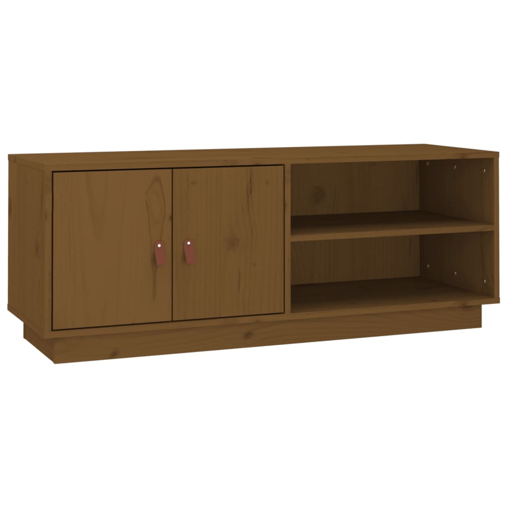tv-bord 105x34x40 cm massivt fyrretræ gyldenbrun