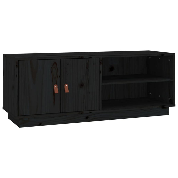 tv-bord 105x34x40 cm massivt fyrretræ sort