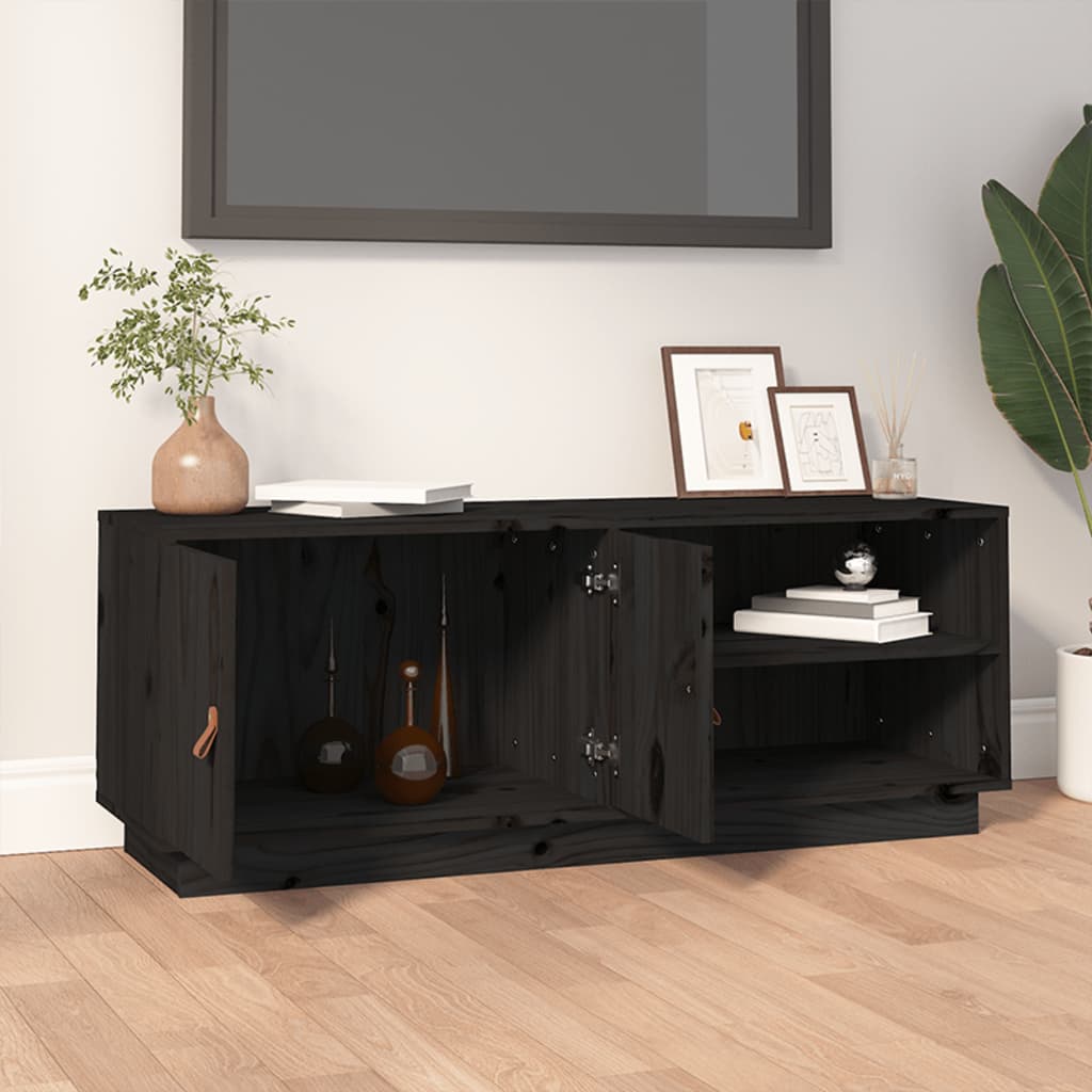 tv-bord 105x34x40 cm massivt fyrretræ sort