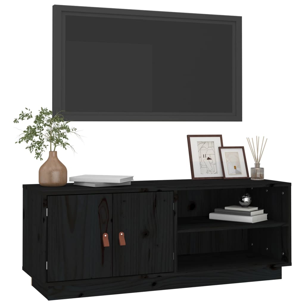 tv-bord 105x34x40 cm massivt fyrretræ sort
