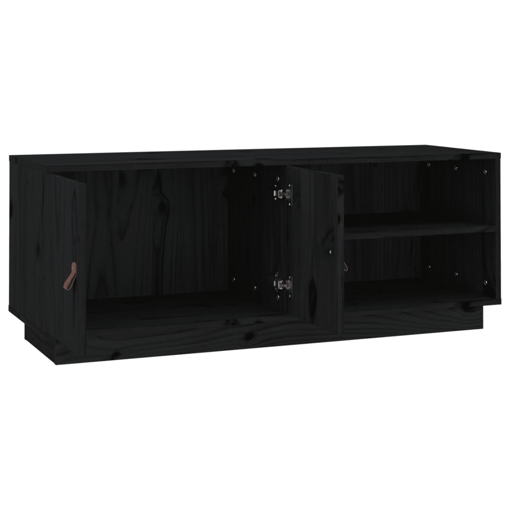 tv-bord 105x34x40 cm massivt fyrretræ sort