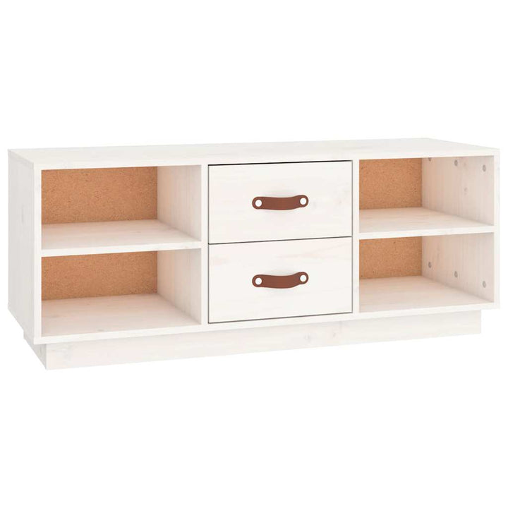 tv-bord 100x34x40 cm massivt fyrretræ hvid