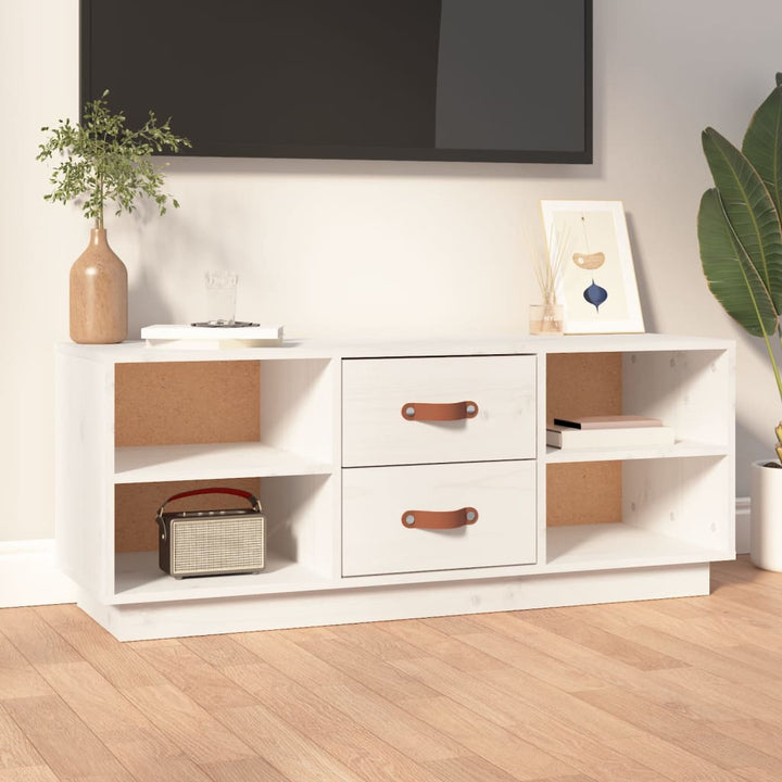 tv-bord 100x34x40 cm massivt fyrretræ hvid