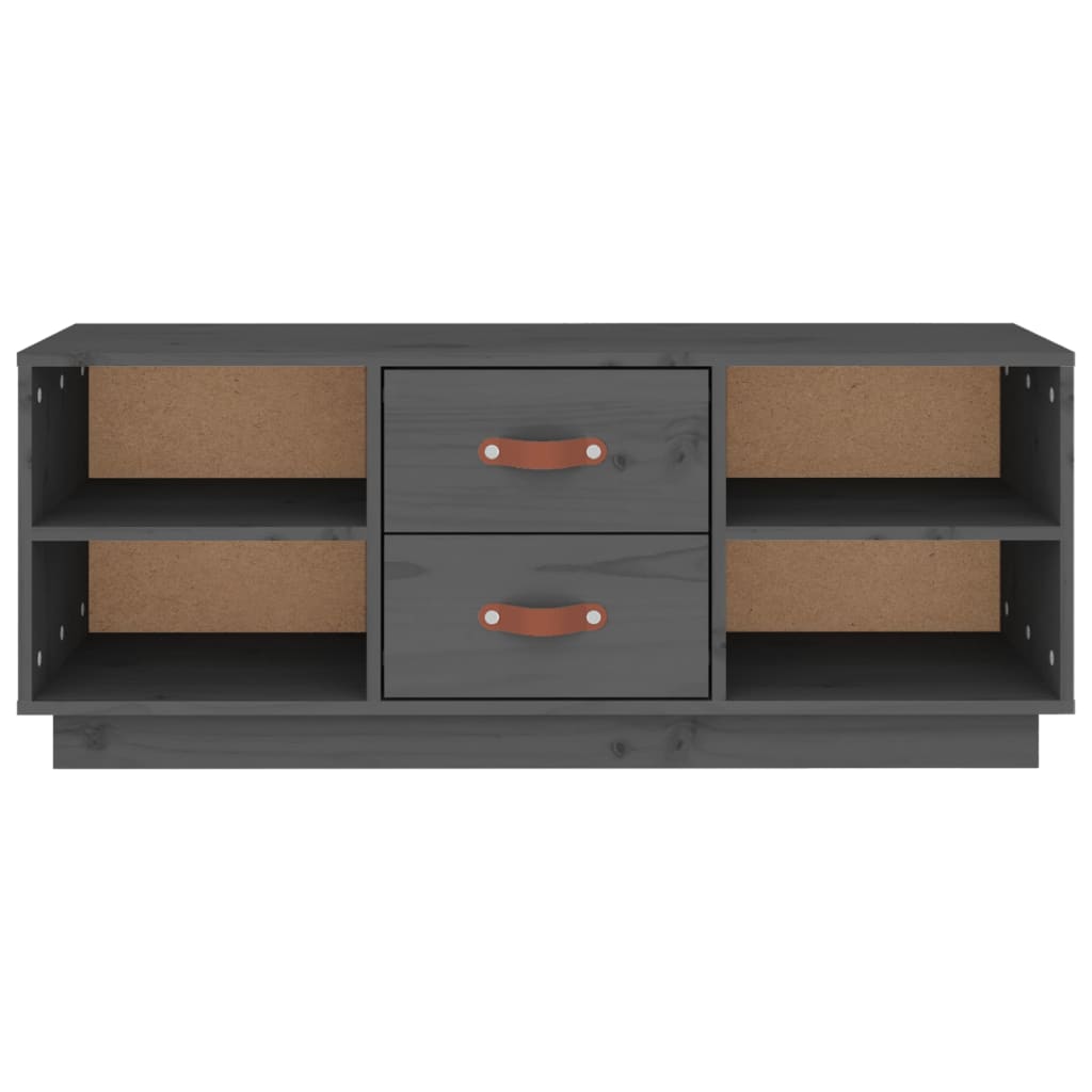 tv-bord 100x34x40 cm massivt fyrretræ grå