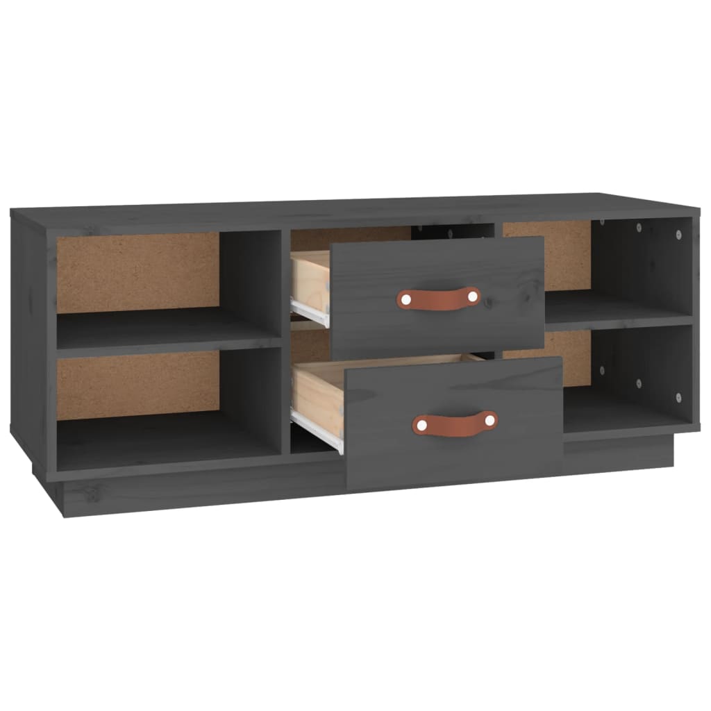 tv-bord 100x34x40 cm massivt fyrretræ grå