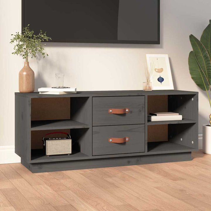 tv-bord 100x34x40 cm massivt fyrretræ grå