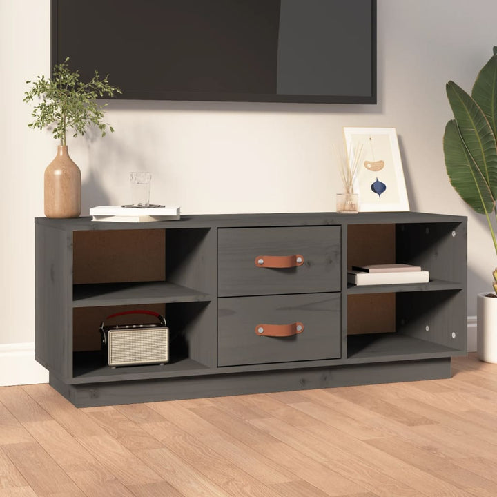 tv-bord 100x34x40 cm massivt fyrretræ grå