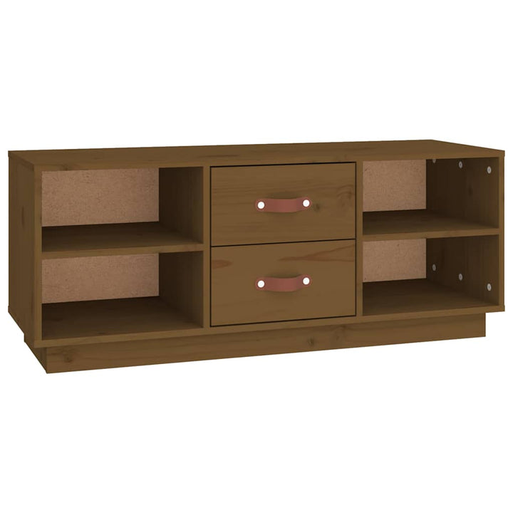 tv-bord 100x34x40 cm massivt fyrretræ gyldenbrun