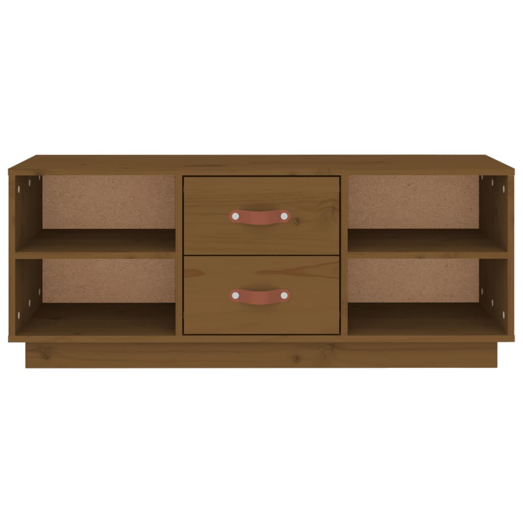 tv-bord 100x34x40 cm massivt fyrretræ gyldenbrun