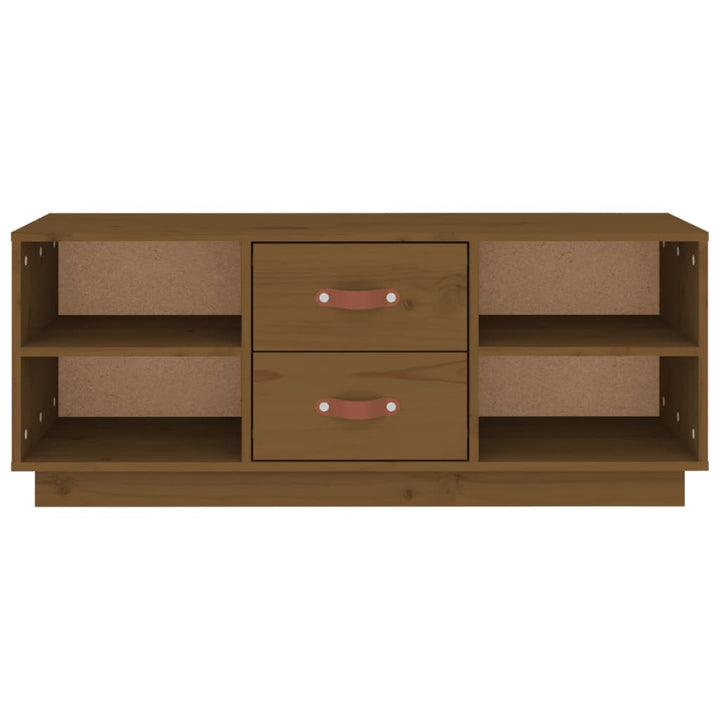 tv-bord 100x34x40 cm massivt fyrretræ gyldenbrun