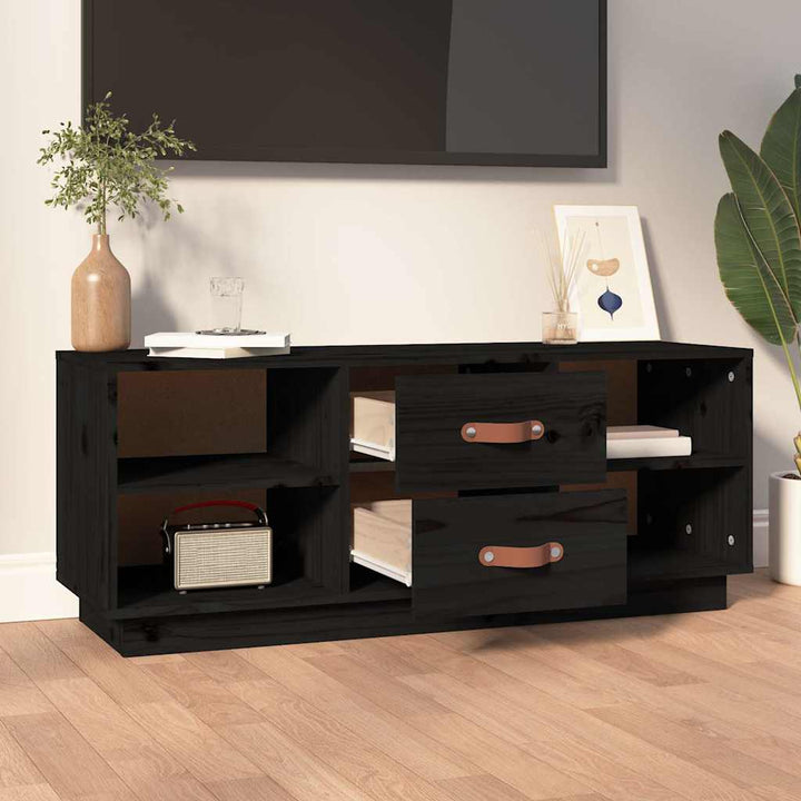 tv-bord 100x34x40 cm massivt fyrretræ sort