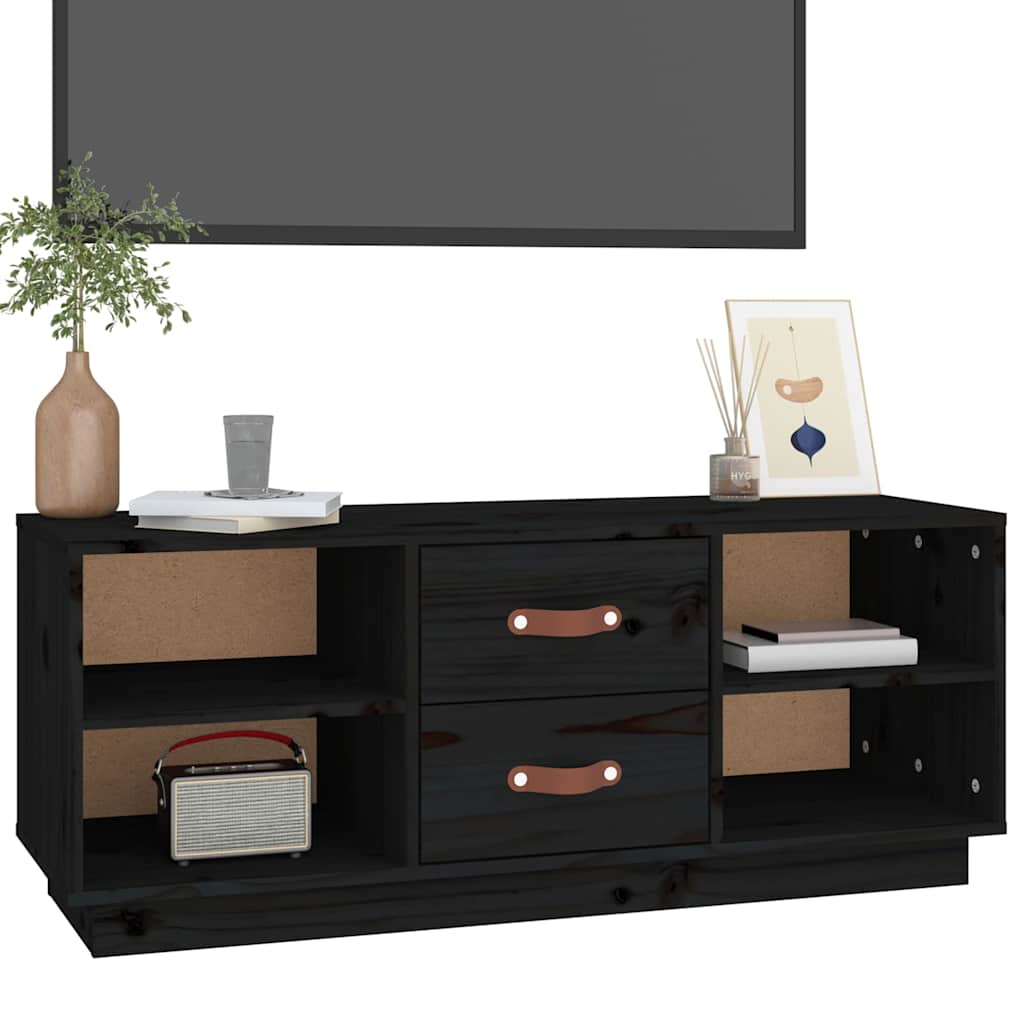 tv-bord 100x34x40 cm massivt fyrretræ sort