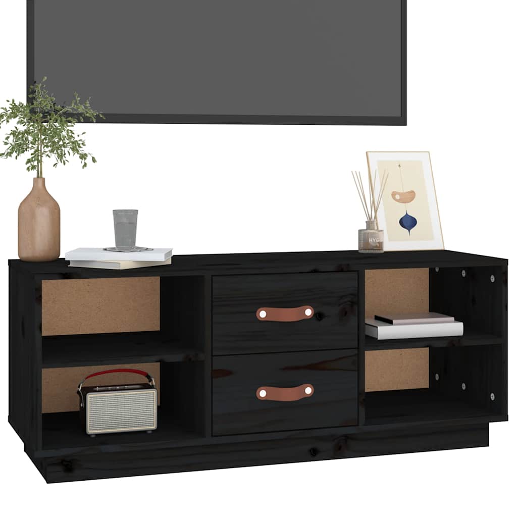 tv-bord 100x34x40 cm massivt fyrretræ sort