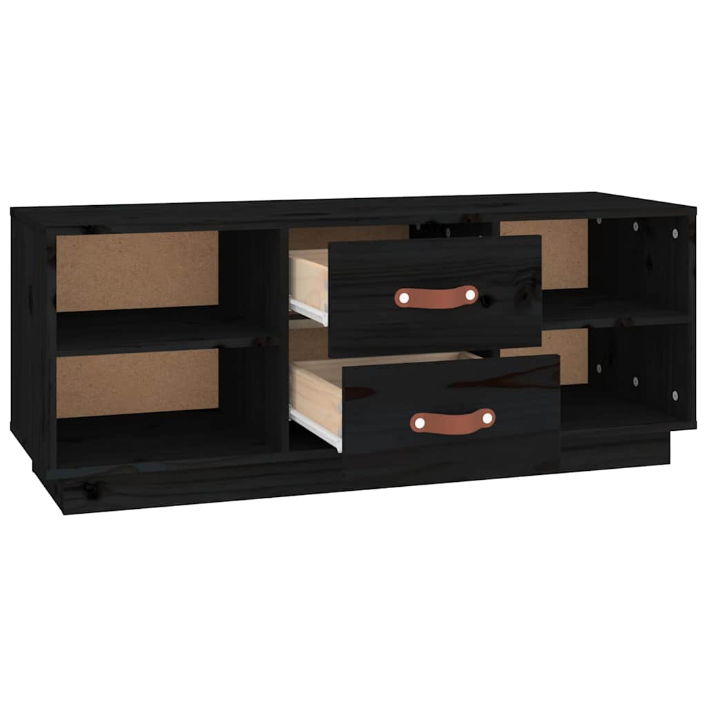 tv-bord 100x34x40 cm massivt fyrretræ sort