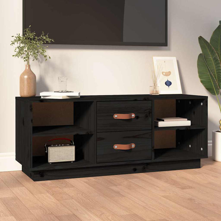 tv-bord 100x34x40 cm massivt fyrretræ sort