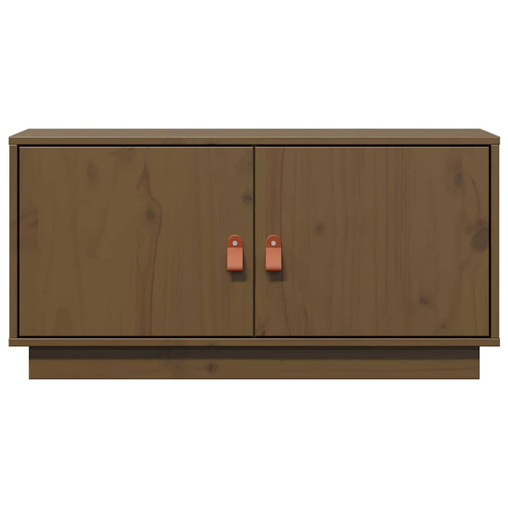 tv-bord 80x34x40 cm massivt fyrretræ gyldenbrun