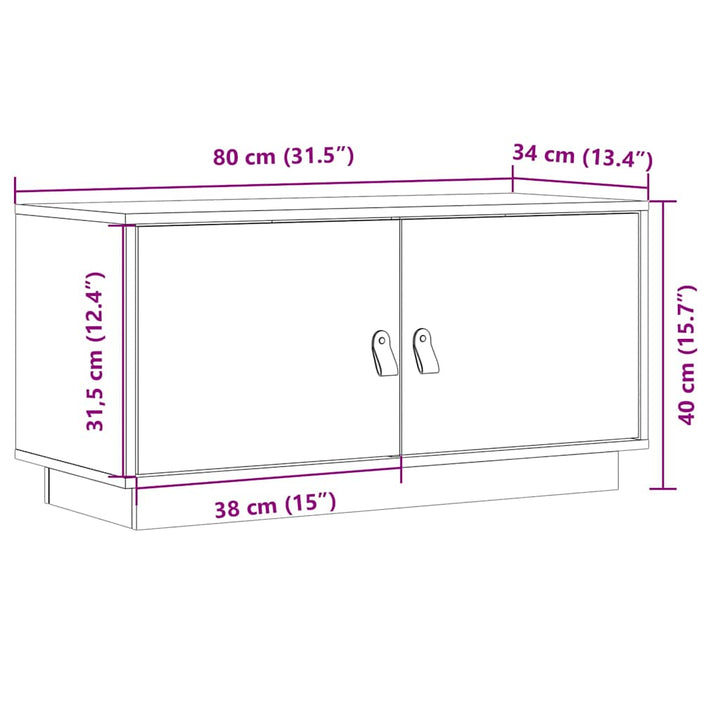 tv-bord 80x34x40 cm massivt fyrretræ gyldenbrun
