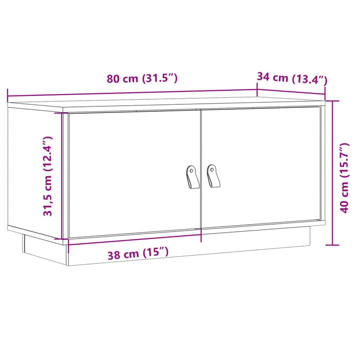 tv-bord 80x34x40 cm massivt fyrretræ gyldenbrun